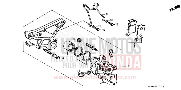 HINTERRAD-BREMSSATTEL (3) von CB1300 Super Bold'or ABS PEARL CITRON YELLOW (Y140) von 1998